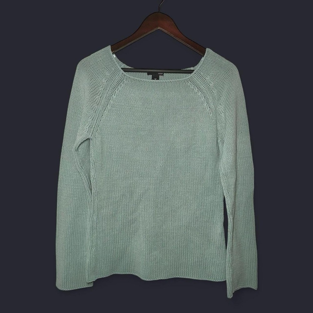 H&M Mint Blue Scoop Neck Long Sleeve Sweater
